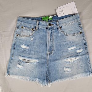 Sandrine Rose X Free People highwaist denim shorts distressed NWT size 27